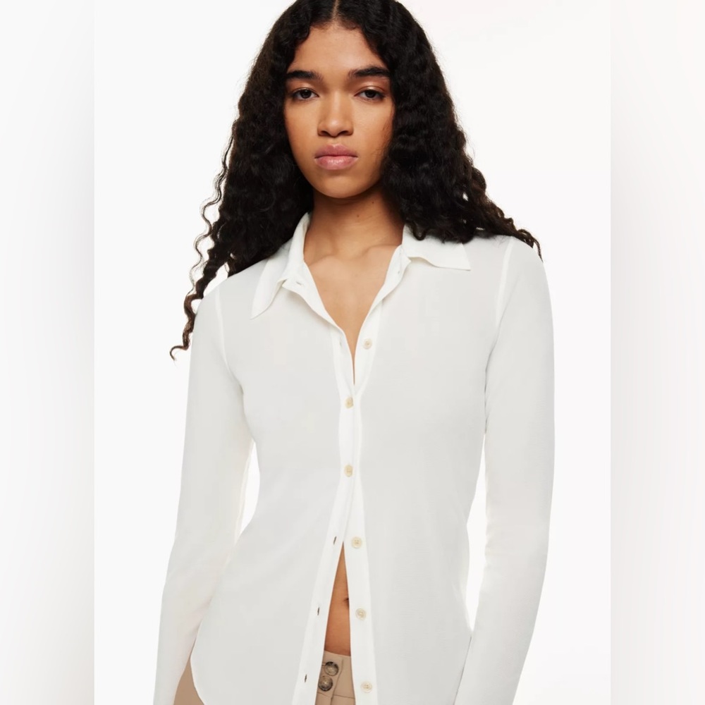 Wilfred Cream Fitted Long Sleeve Blouse